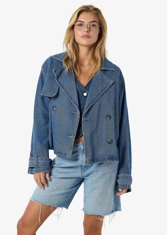 Noisy May Arizona Short Denim Trenchcoat