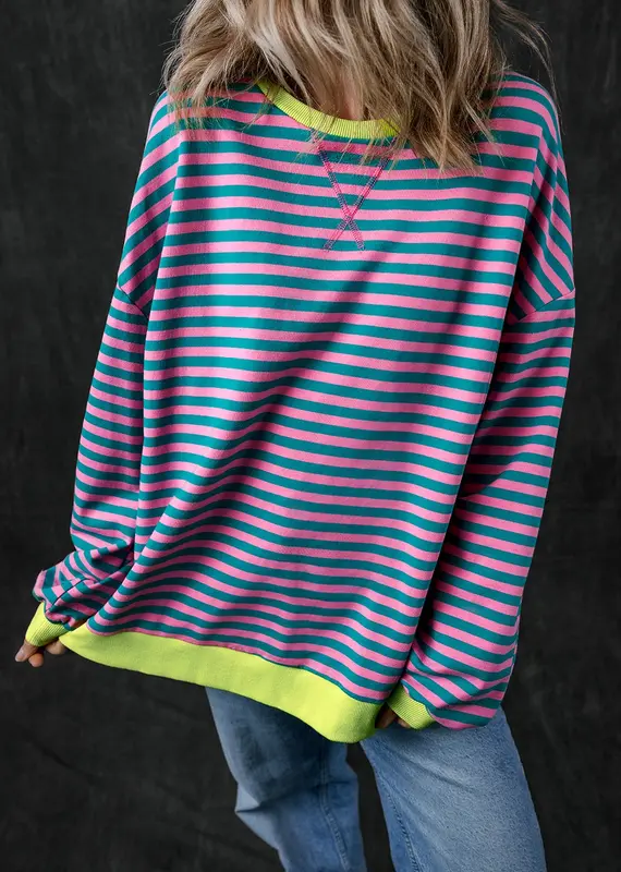 Lovesoft Stripe Oversized Pullover Sweatshirt