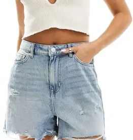Pieces Summer High Waist Light Blue Denim Short