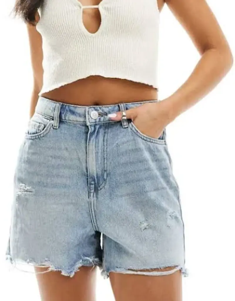 Pieces Summer High Waist Light Blue Denim Short