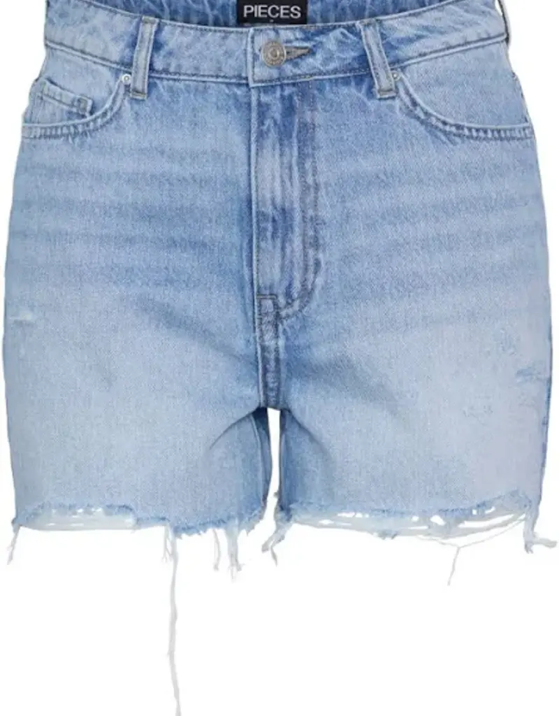 Pieces Summer High Waist Light Blue Denim Short
