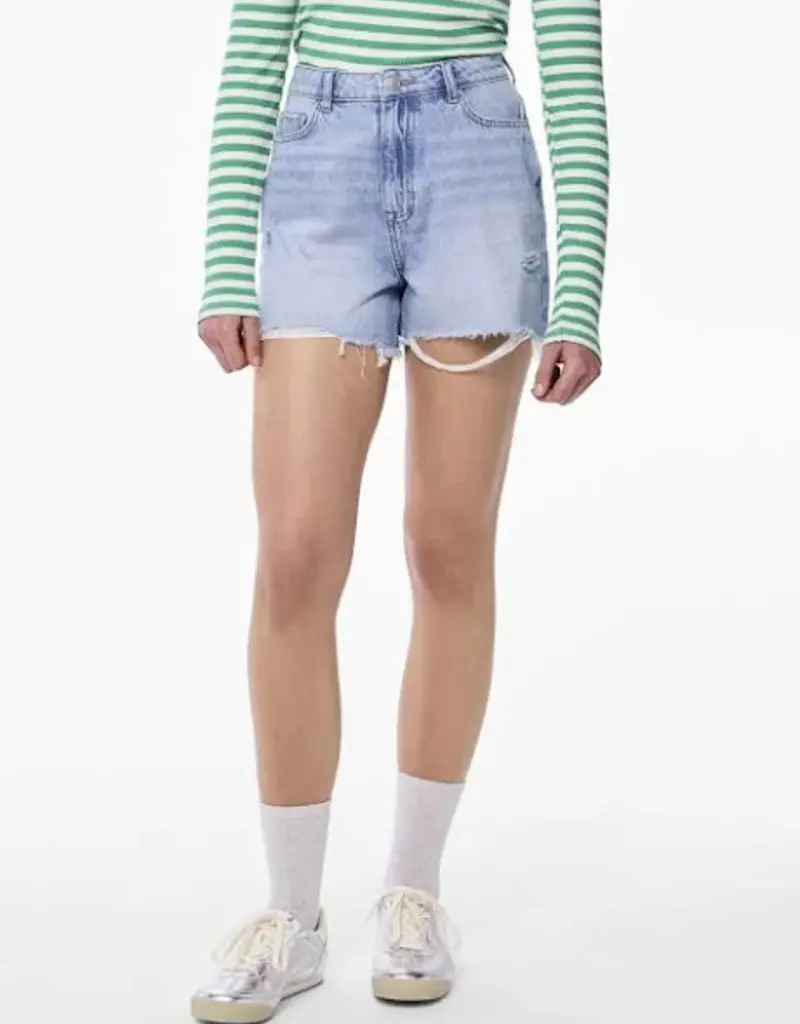 Pieces Summer High Waist Light Blue Denim Short