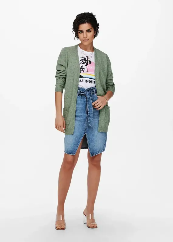 ONLY Lesly Long Sleeve Open Cardigan - Basil