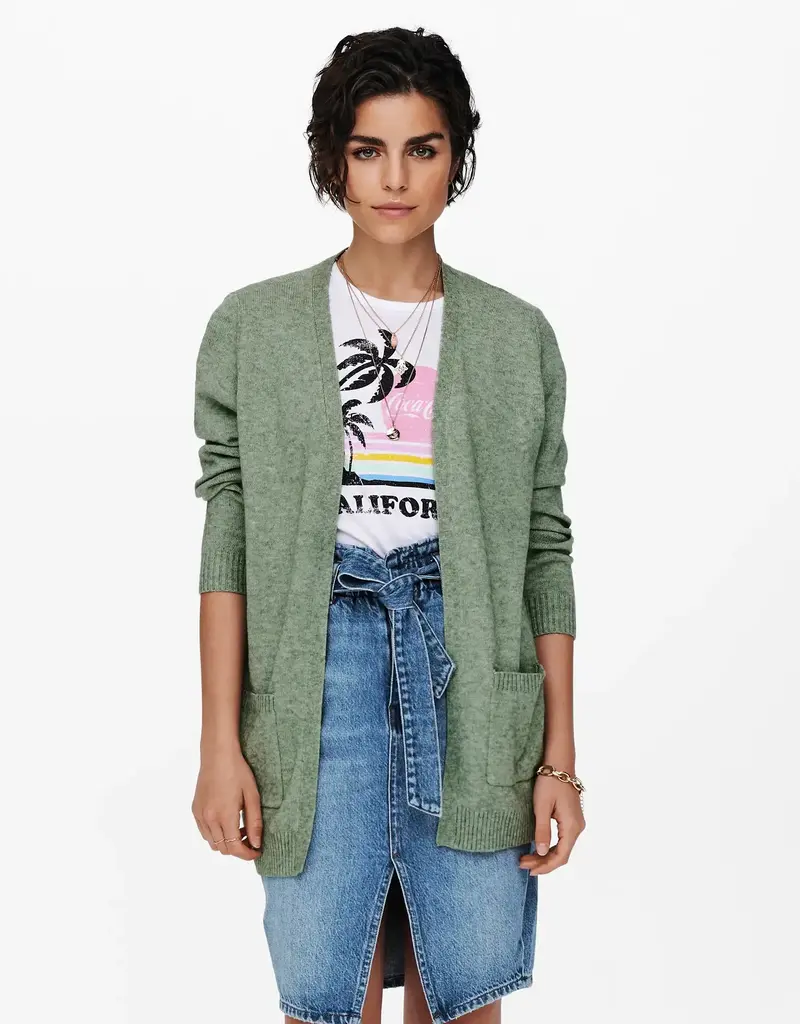 ONLY Lesly Long Sleeve Open Cardigan - Basil
