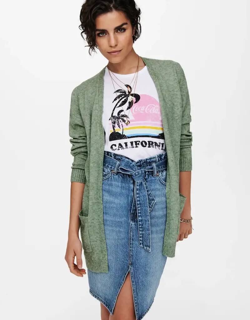 ONLY Lesly Long Sleeve Open Cardigan - Basil