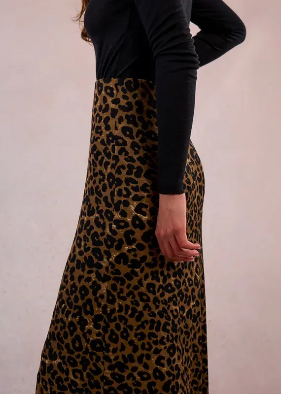 Molly Bracken Leopard Print Midi Skirt