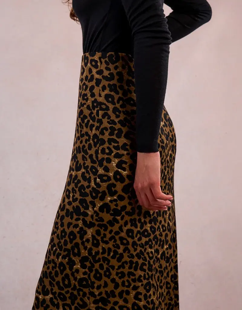 Molly Bracken Leopard Print Midi Skirt