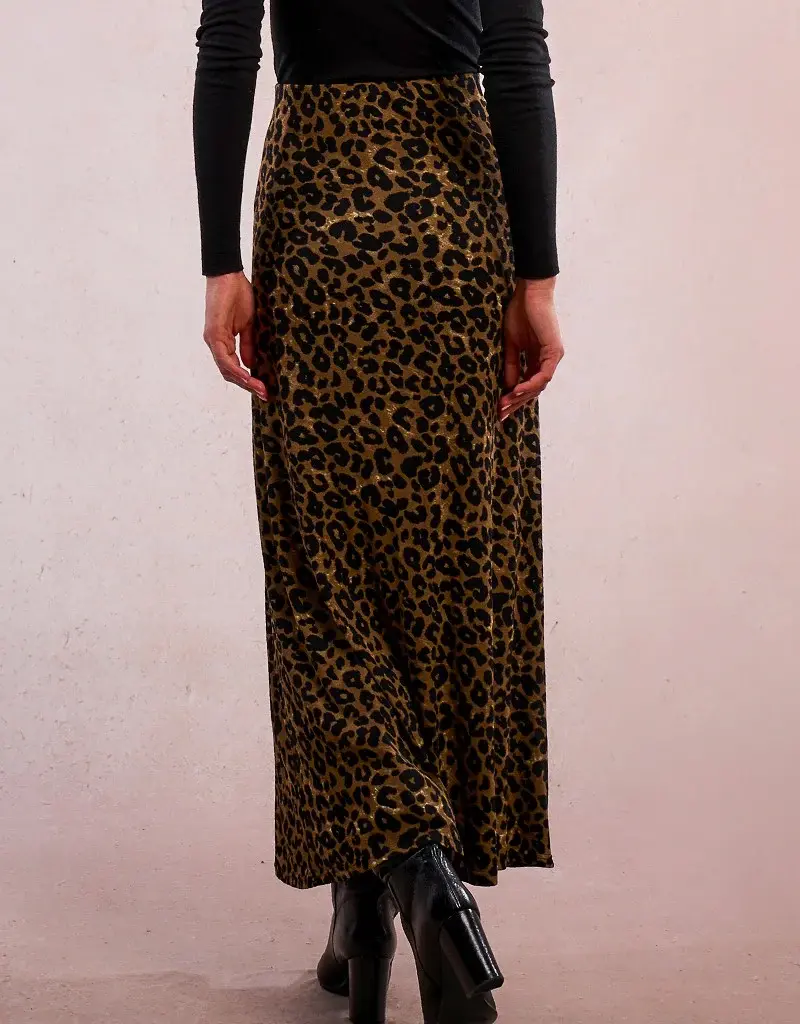 Molly Bracken Leopard Print Midi Skirt
