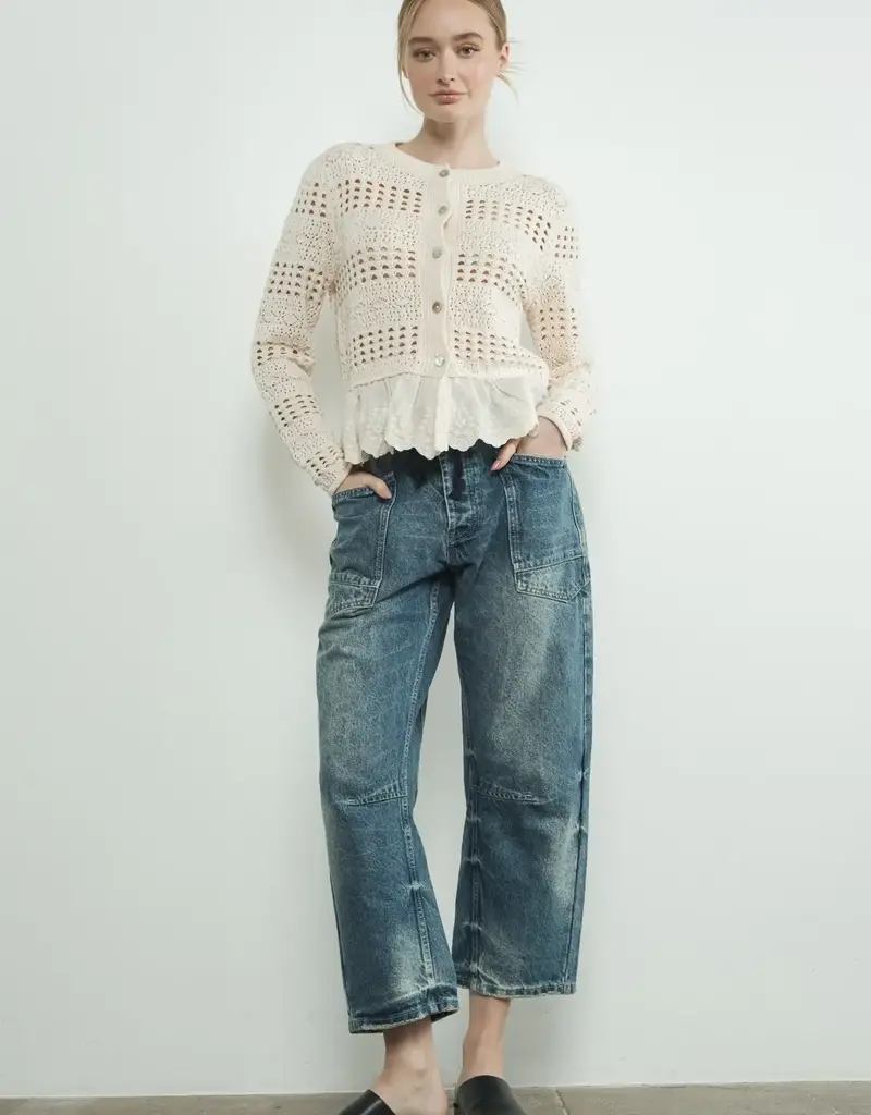 Aaron & Amber Eyelet Barrel Jeans