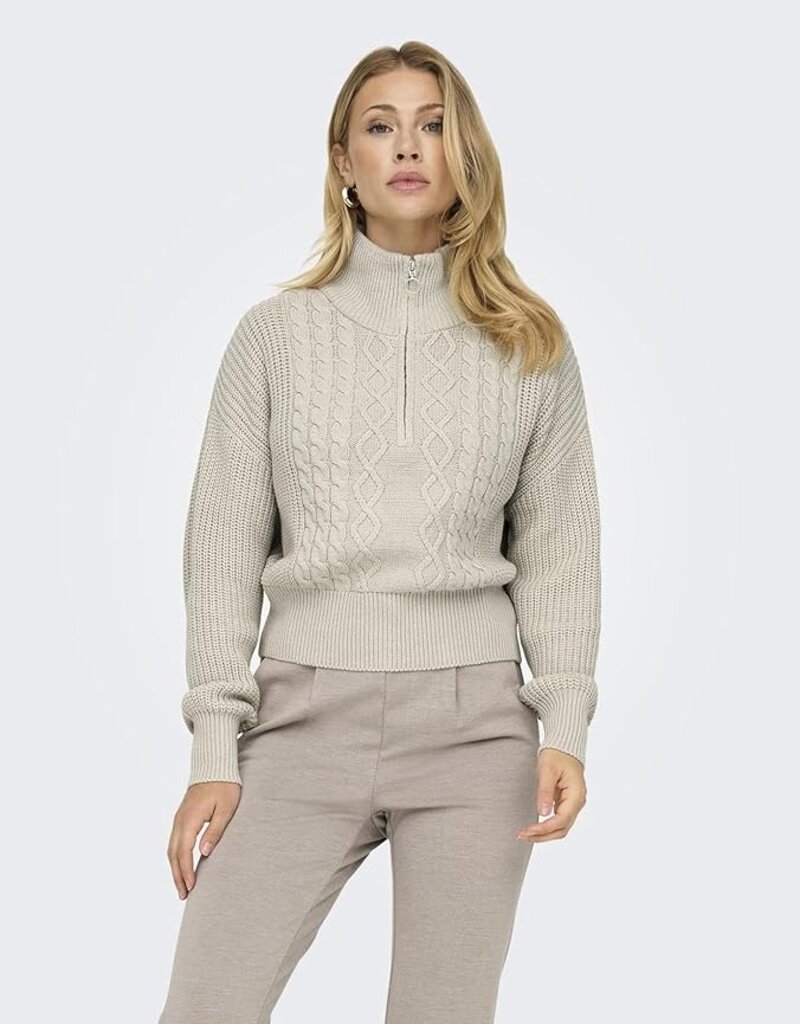 ONLY Doritta Long Sleeve Cable Zip Sweater