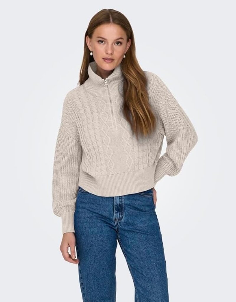 ONLY Doritta Long Sleeve Cable Zip Sweater