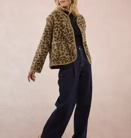 Molly Bracken Leopard Sherpa Button Jacket
