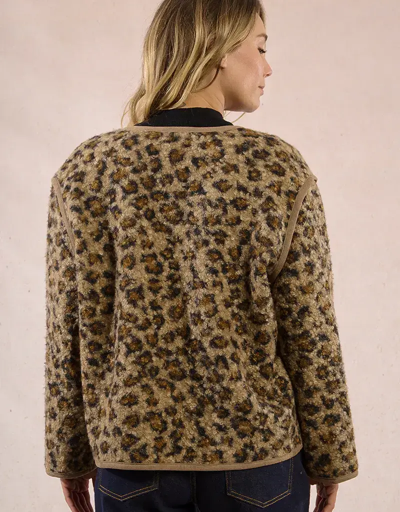 Molly Bracken Leopard Sherpa Button Jacket