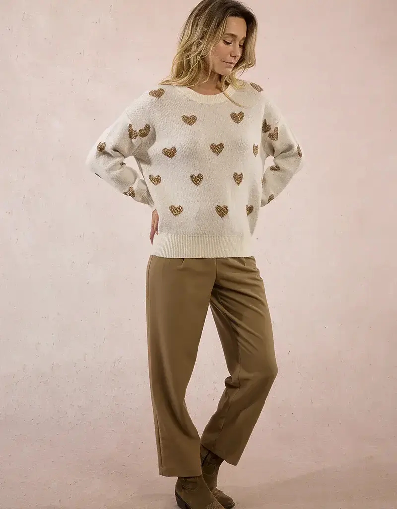 Molly Bracken Glitter Heart Knit Sweater