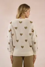 Molly Bracken Glitter Heart Knit Sweater