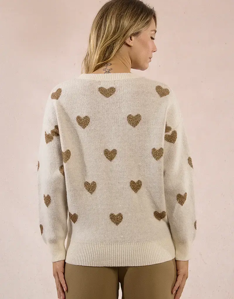 Molly Bracken Glitter Heart Knit Sweater