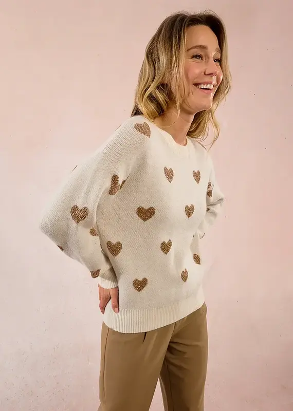 Molly Bracken Glitter Heart Knit Sweater