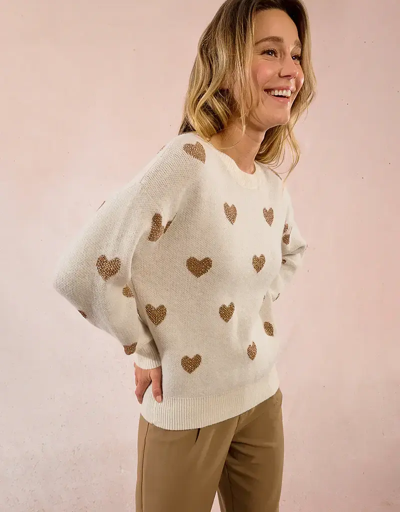 Molly Bracken Glitter Heart Knit Sweater