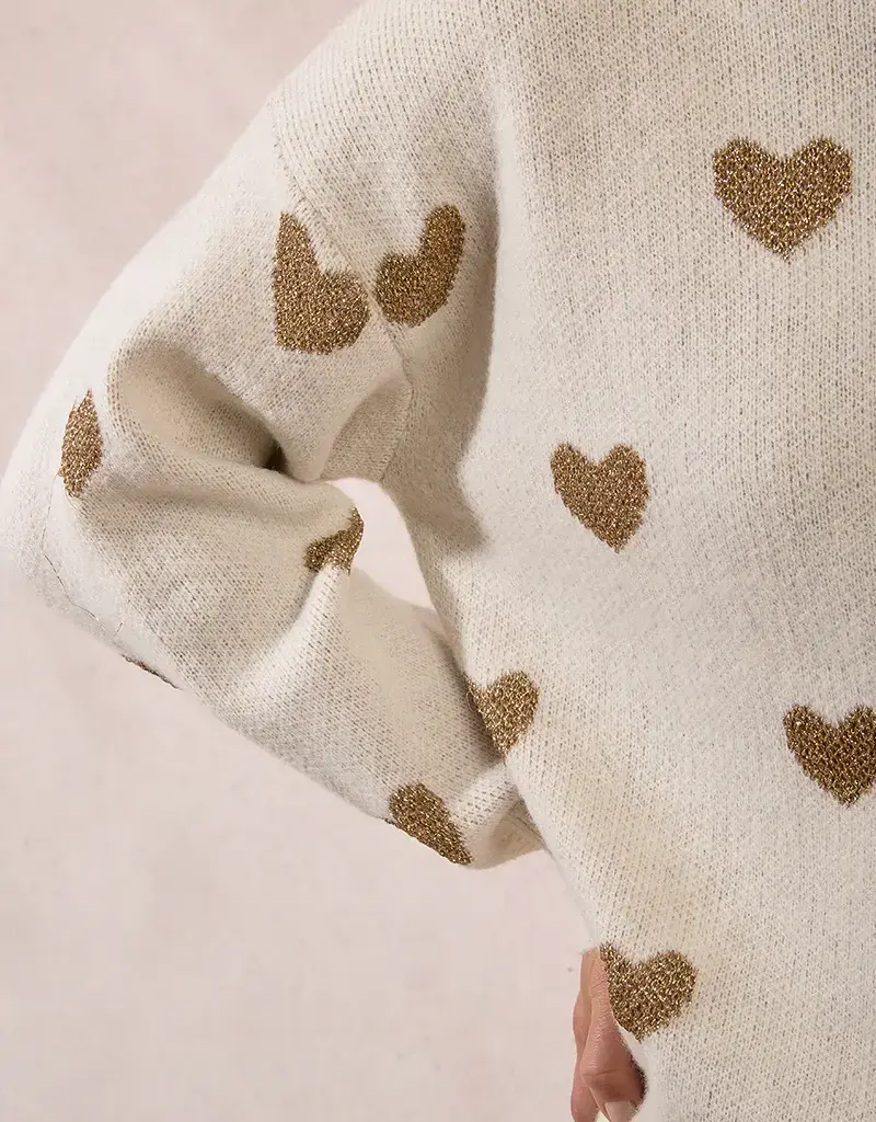 Molly Bracken Glitter Heart Knit Sweater