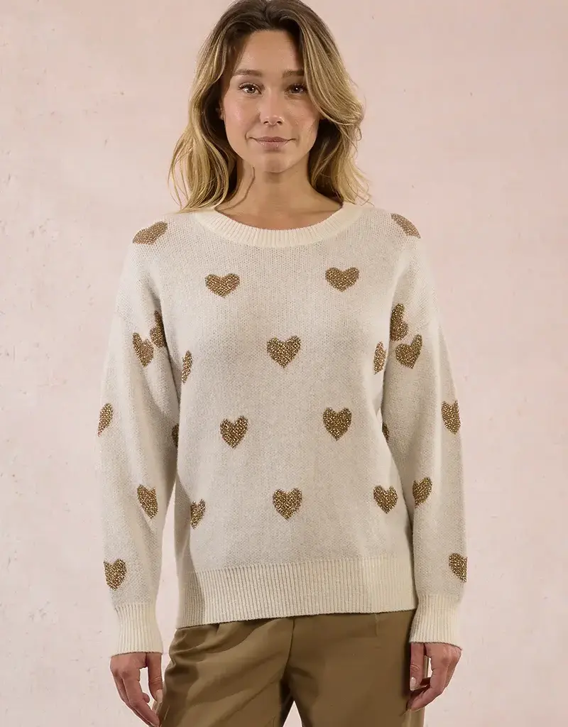 Molly Bracken Glitter Heart Knit Sweater