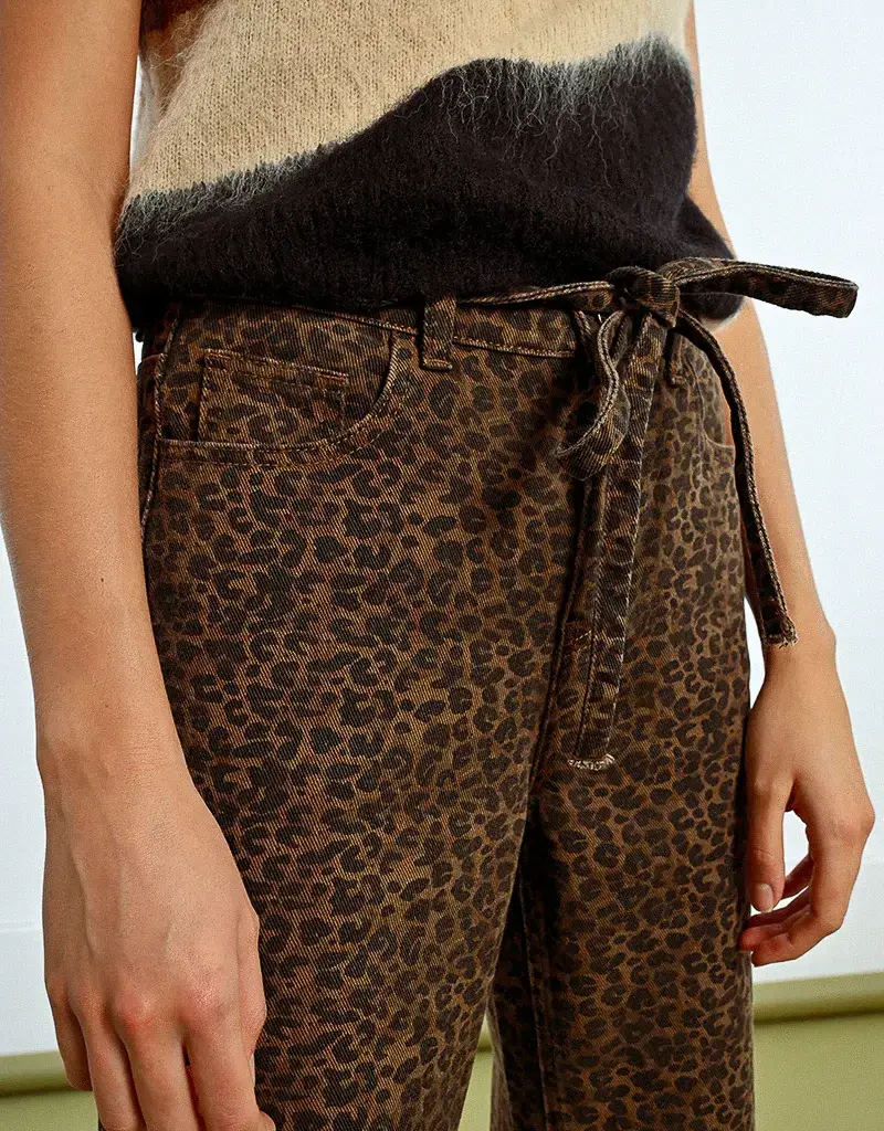 Molly Bracken Wide Leg Leopard Print Jeans