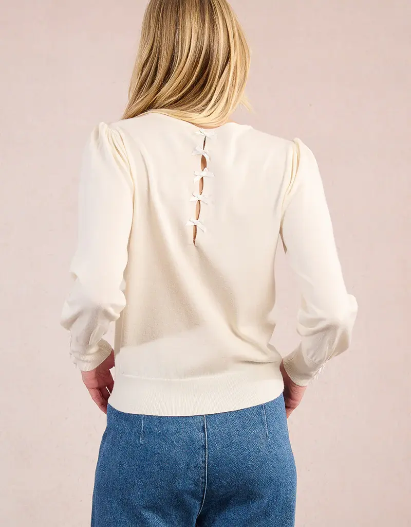 Molly Bracken Satin Bow Knit Sweater