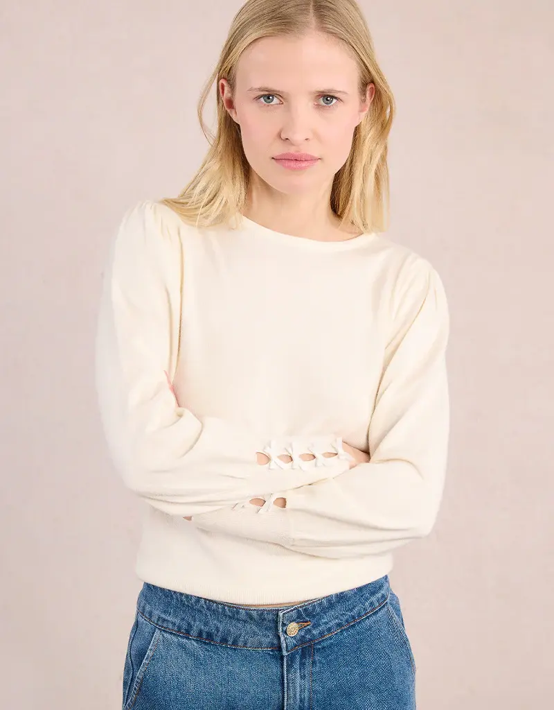 Molly Bracken Satin Bow Knit Sweater