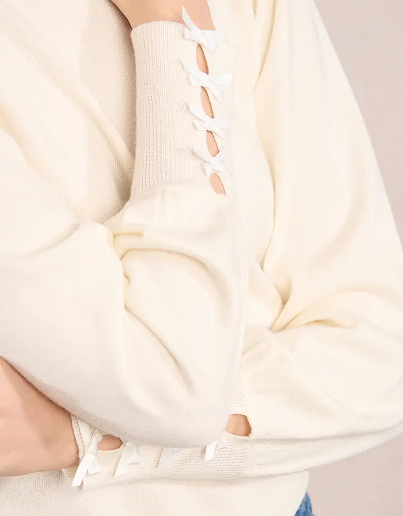 Molly Bracken Satin Bow Knit Sweater