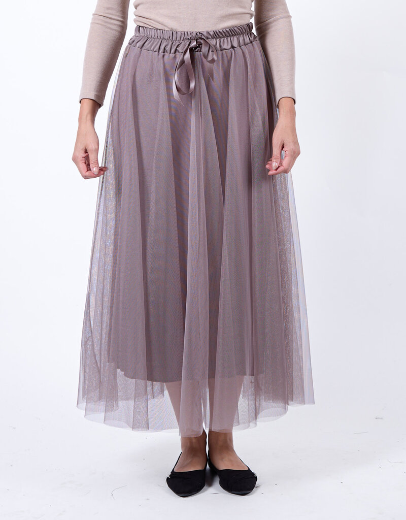 Angela Mara Drawstring Double Layer Skirt