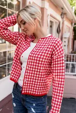 Ampersand Avenue Red Gingham Cardigan