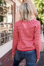 Ampersand Avenue Red Gingham Cardigan