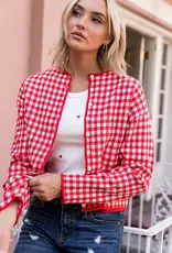 Ampersand Avenue Red Gingham Cardigan