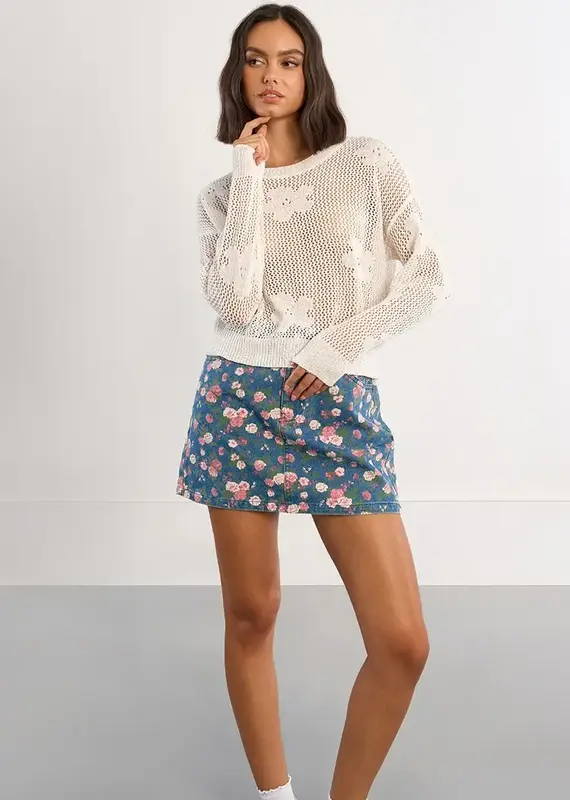 Molly Bracken Floral Fine Knit Sweater