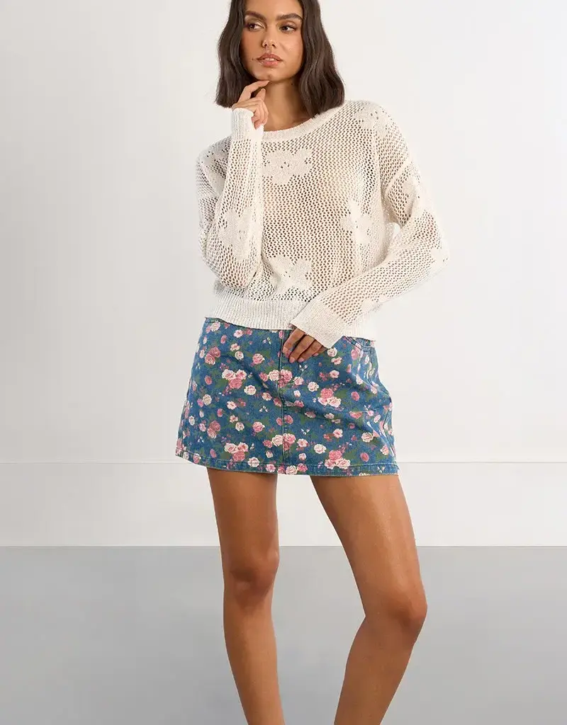 Molly Bracken Floral Fine Knit Sweater
