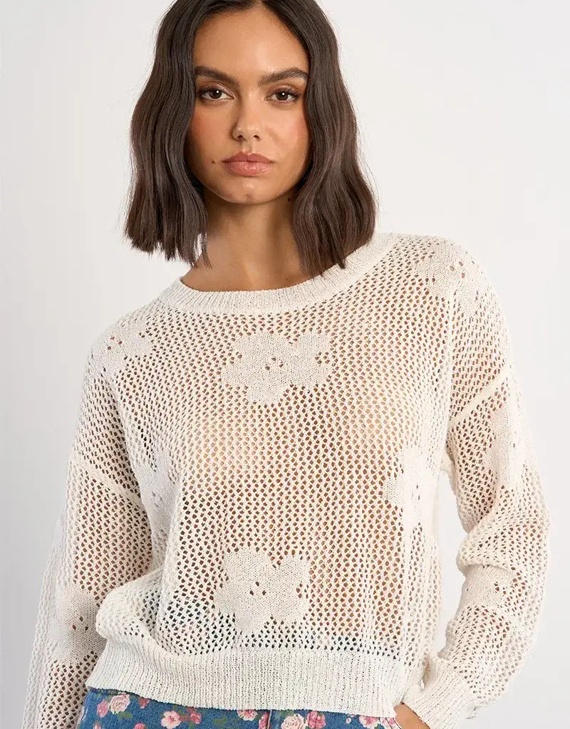 Molly Bracken Floral Fine Knit Sweater