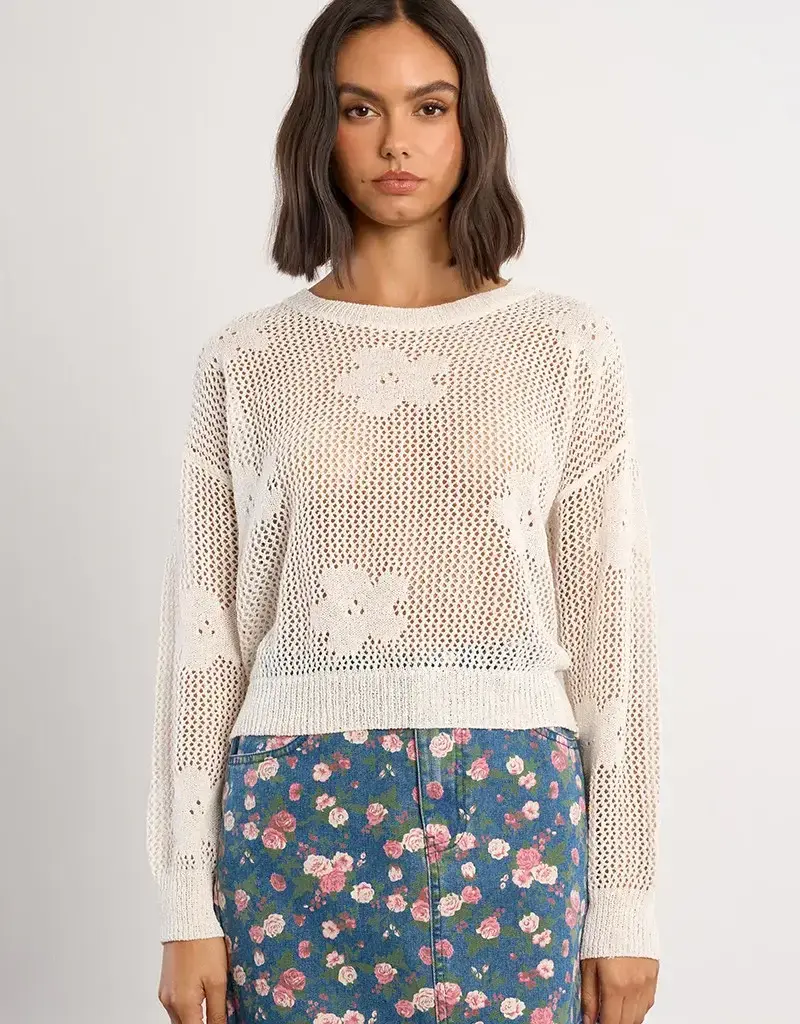 Molly Bracken Floral Fine Knit Sweater