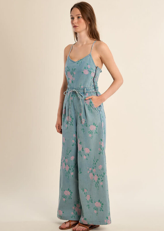 Molly Bracken Floral Denim Jumpsuit