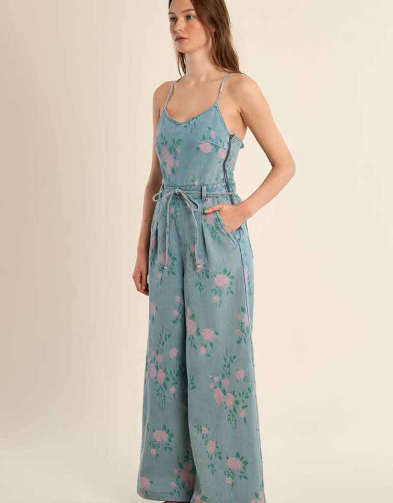 Molly Bracken Floral Denim Jumpsuit
