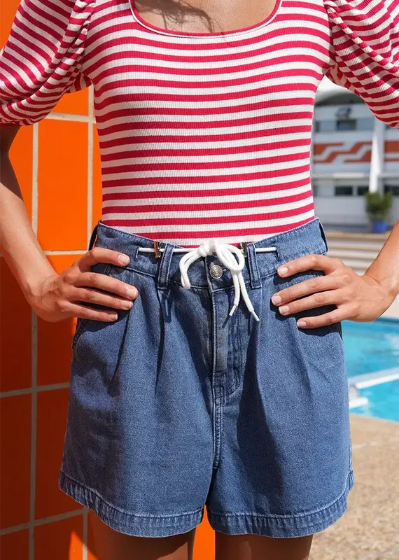 Molly Bracken Drawstring Denim Shorts