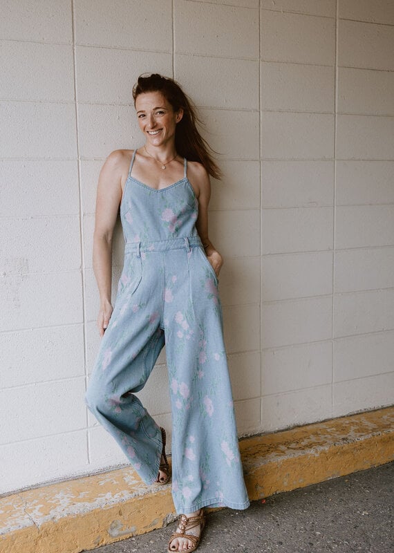 Molly Bracken Floral Denim Jumpsuit