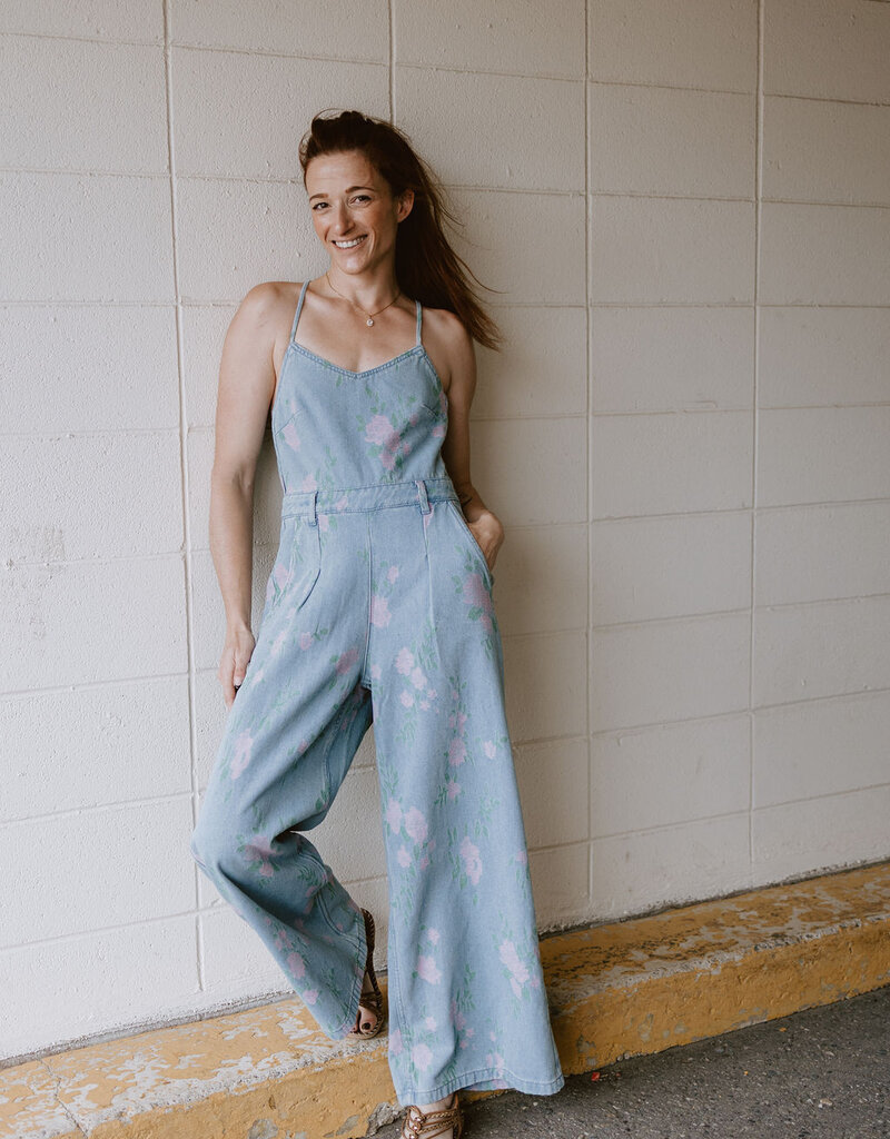 Molly Bracken Floral Denim Jumpsuit