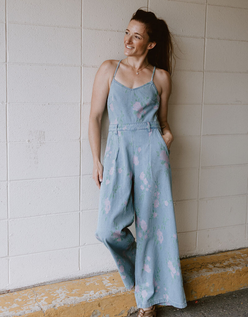 Molly Bracken Floral Denim Jumpsuit