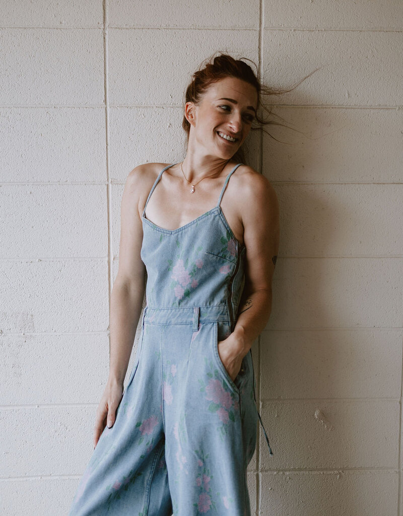 Molly Bracken Floral Denim Jumpsuit