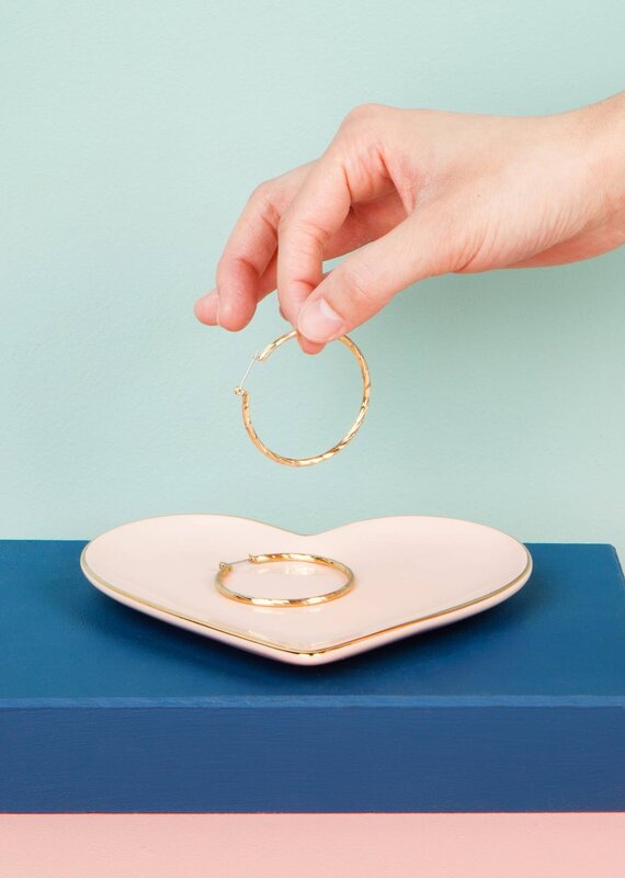 Willows Box & Co Heart Shaped Dish - Pink & Gold