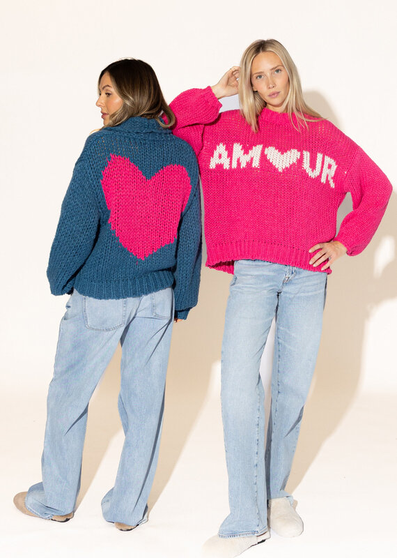 Lyla & Lux Lillian Hand Knit Heart Cardi