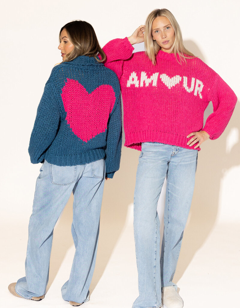 Lyla & Lux Lillian Hand Knit Heart Cardi