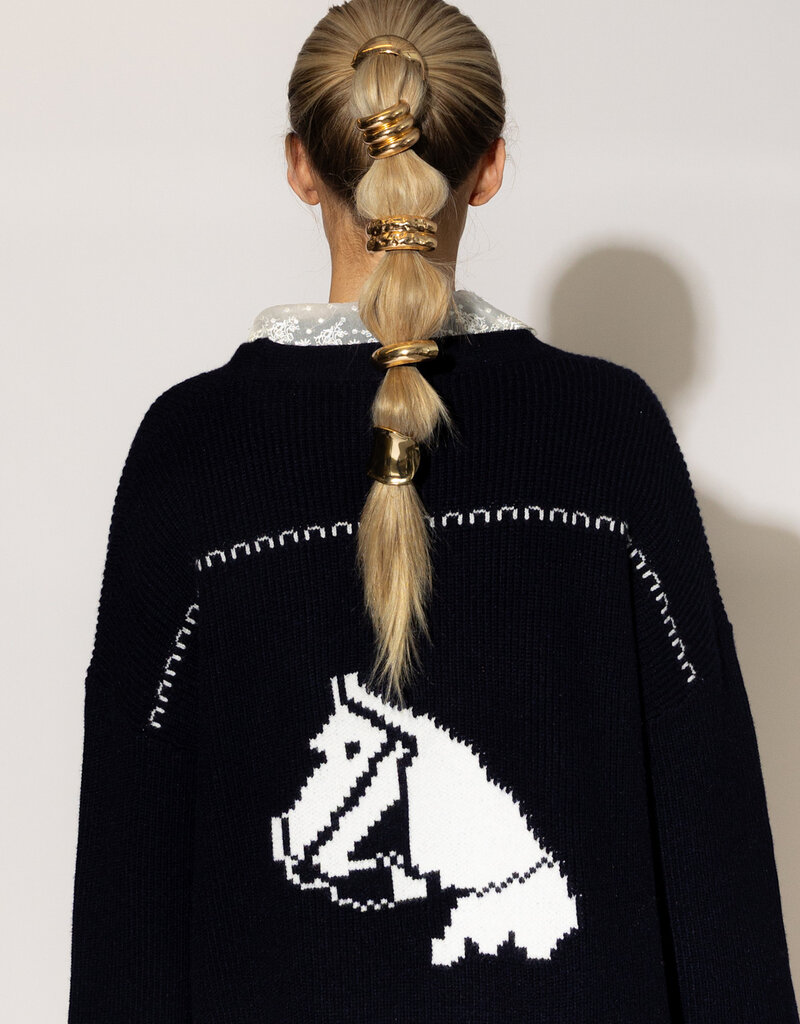Lyla & Lux Fair Isle Horse Print Cardi