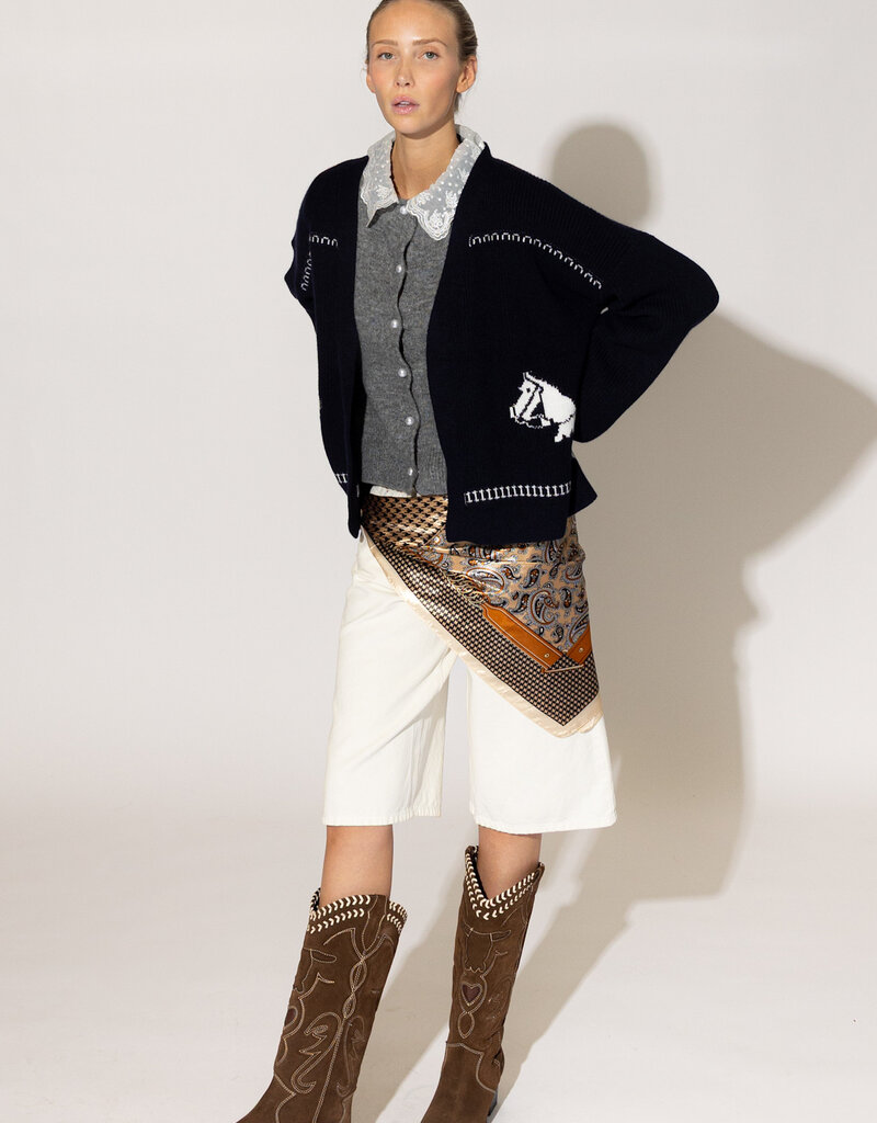 Lyla & Lux Fair Isle Horse Print Cardi