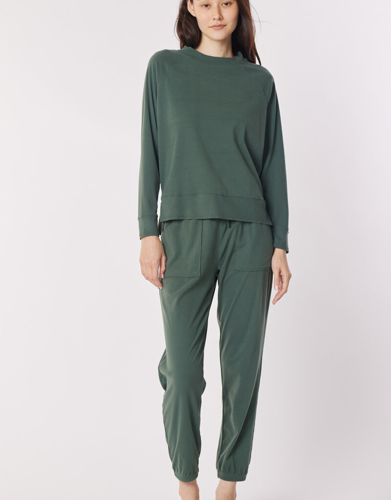 Hello Nite Deep Jade Fleece Crew