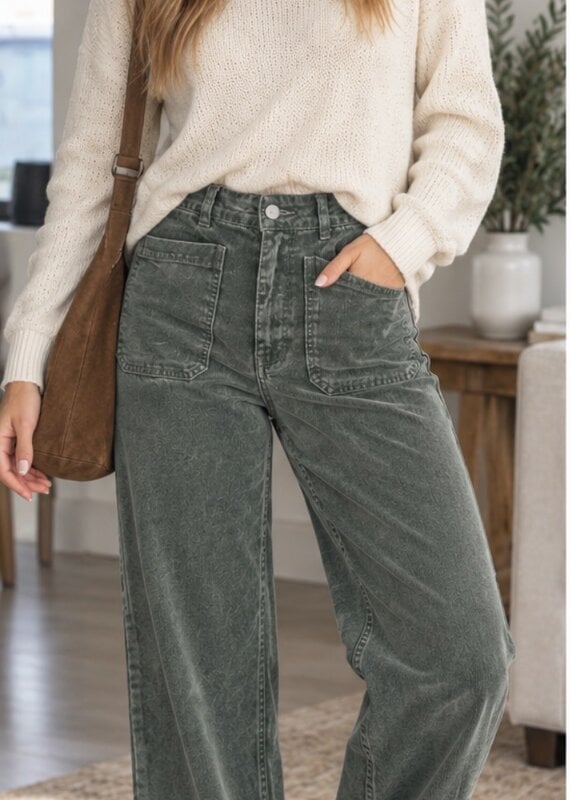 Hello Nite Cotton Stretch Cord Wide Leg Pant